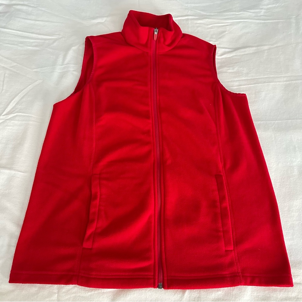 Lands' End Vest Womens Medium Fleece Pockets Lightweight Full Zip Gorpcore Sport